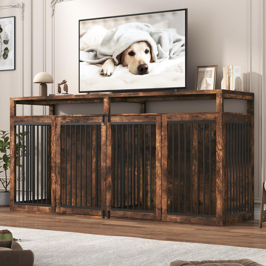 87" Dog Crate TV Stand Dog Kennel Furniture