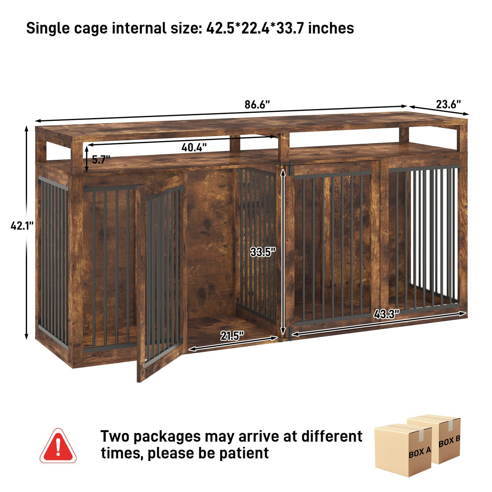 87" Dog Crate TV Stand Dog Kennel Furniture