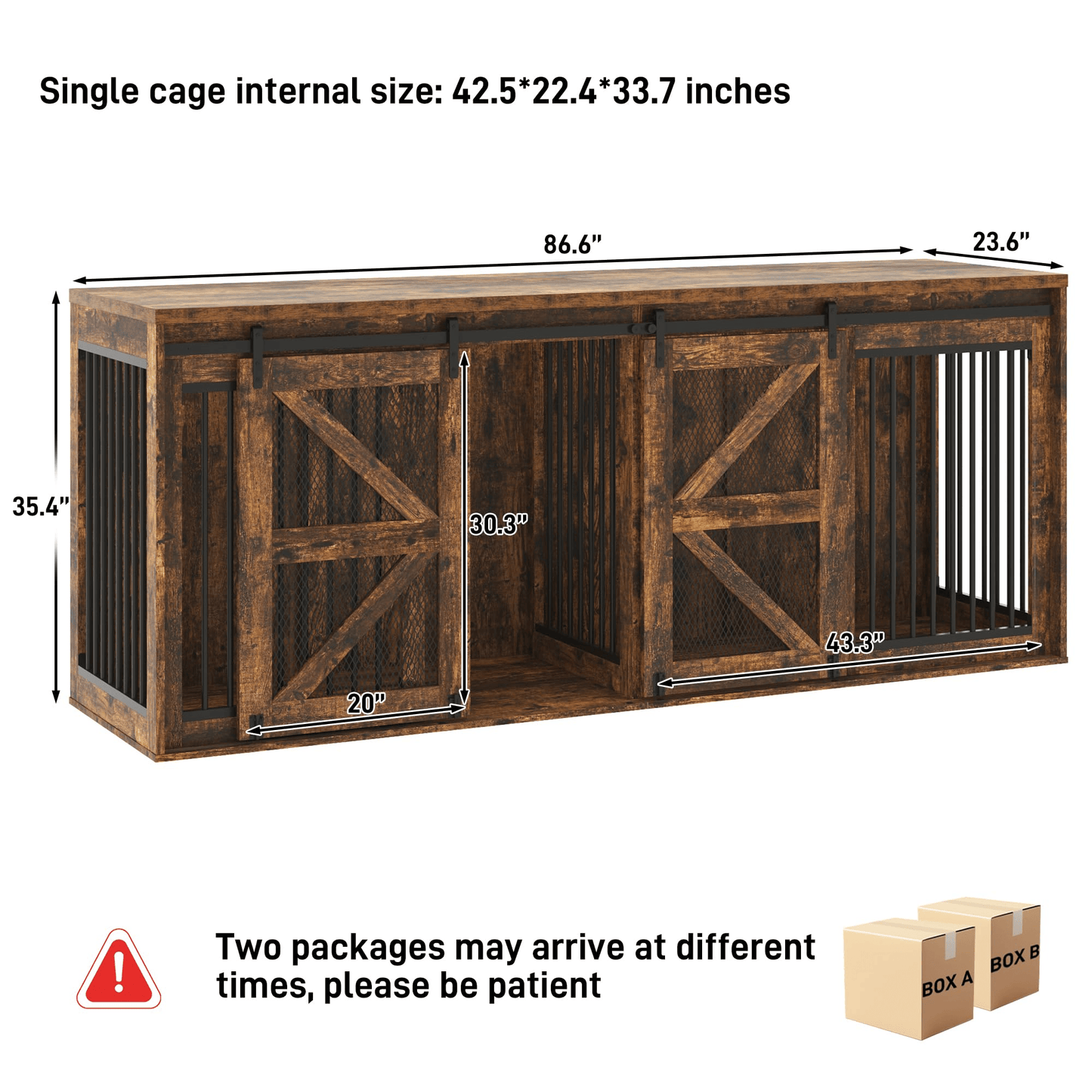 87" Dog Crate TV Stand Dog Kennel Furniture