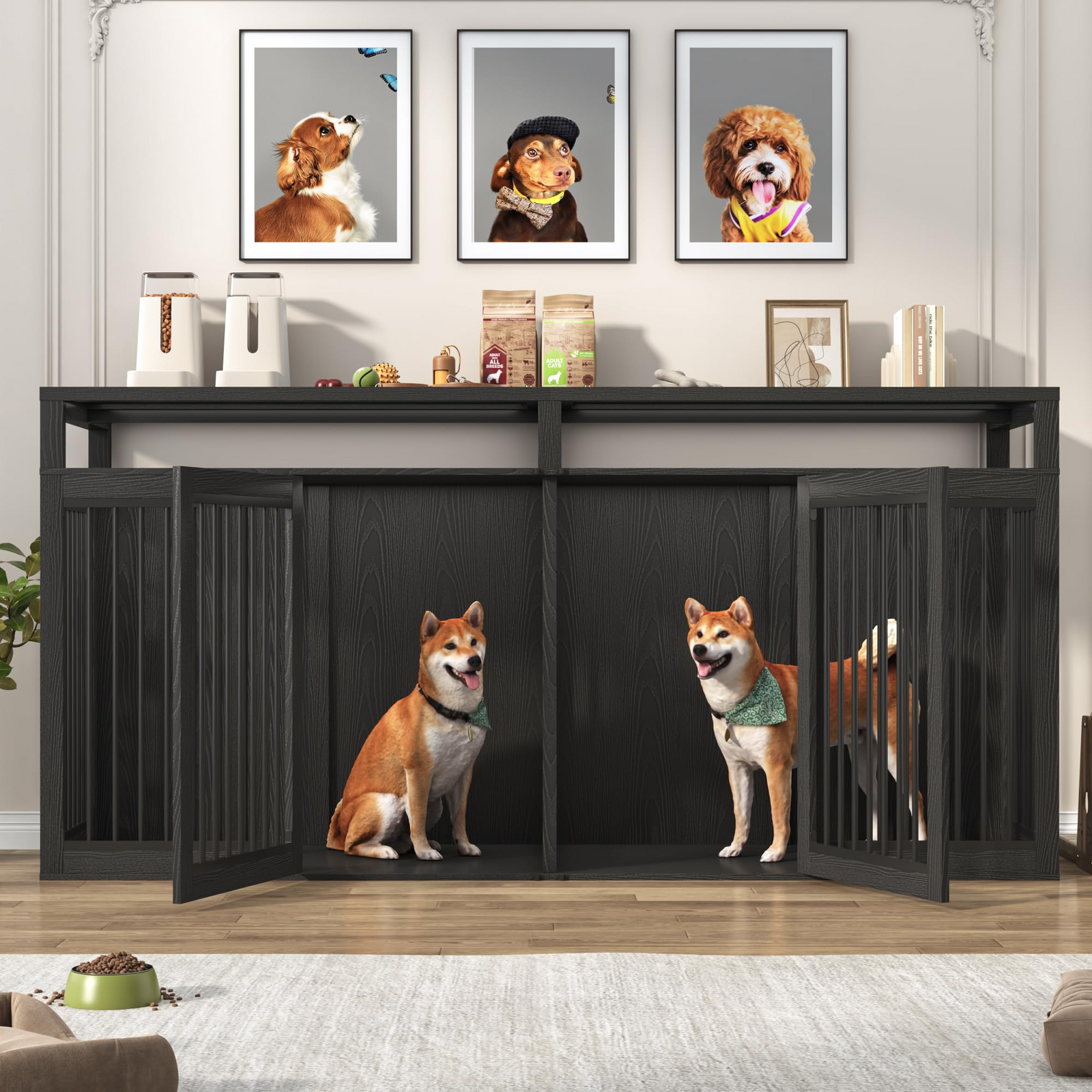 87" Dog Crate TV Stand Dog Kennel Furniture