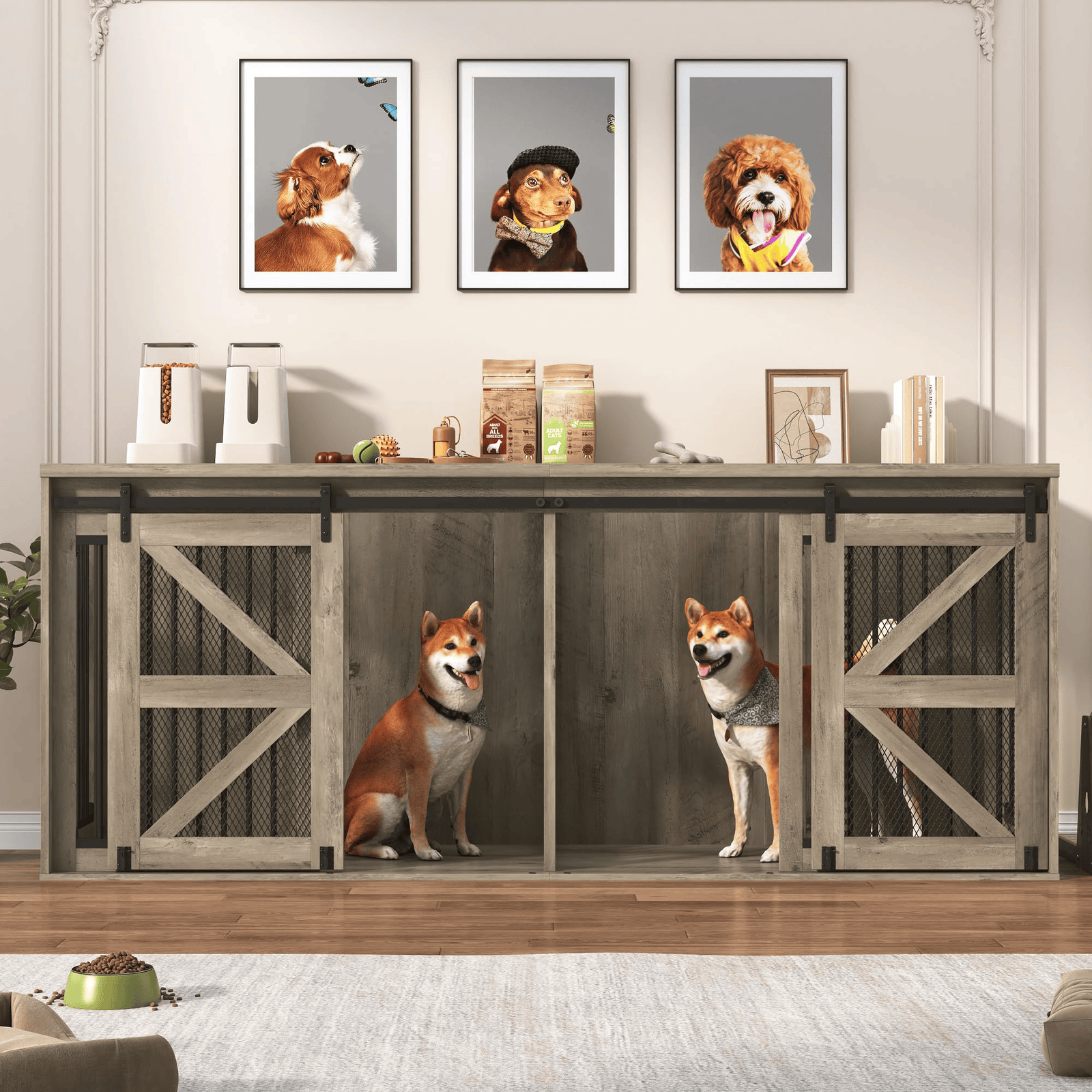 87" Dog Crate TV Stand Dog Kennel Furniture