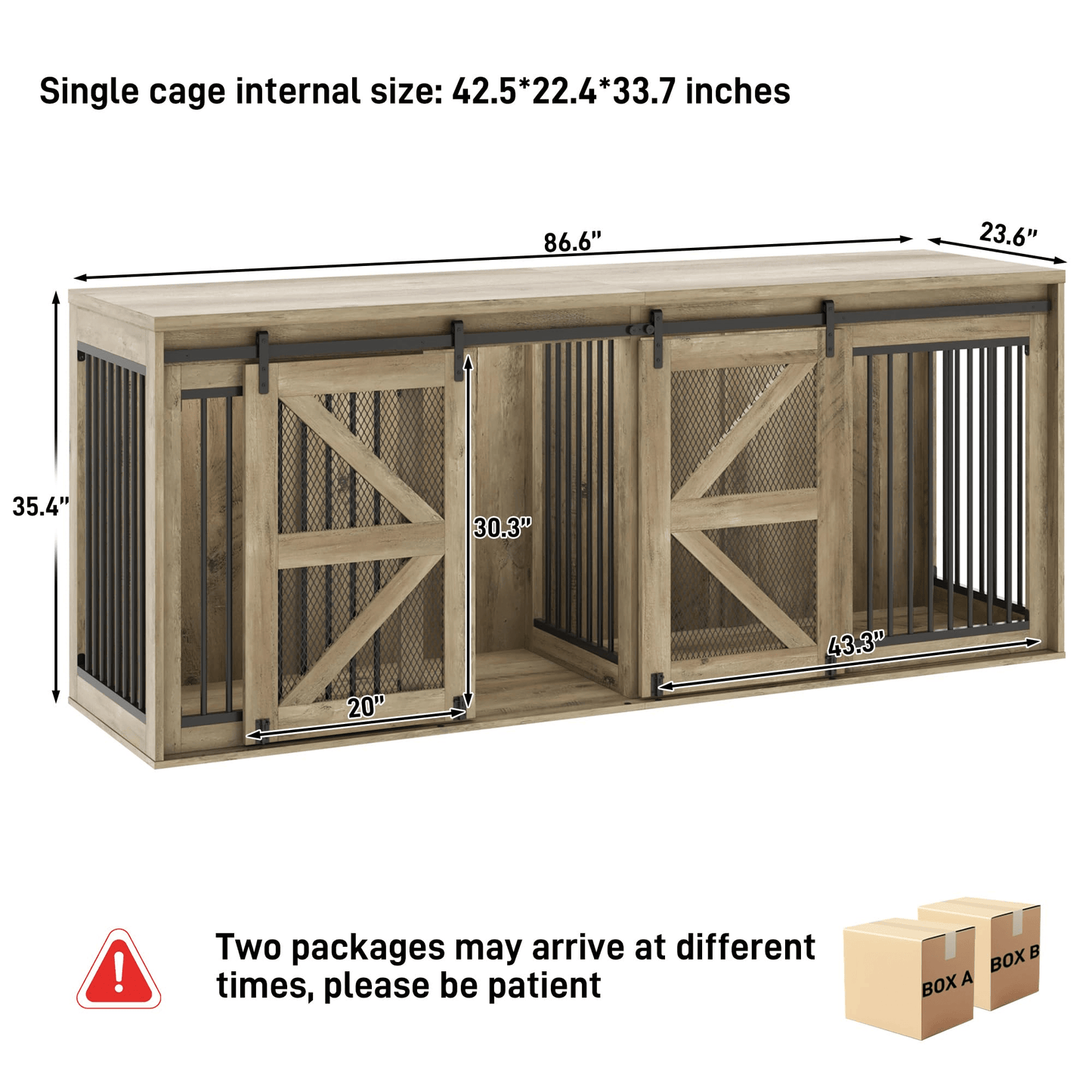 87" Dog Crate TV Stand Dog Kennel Furniture