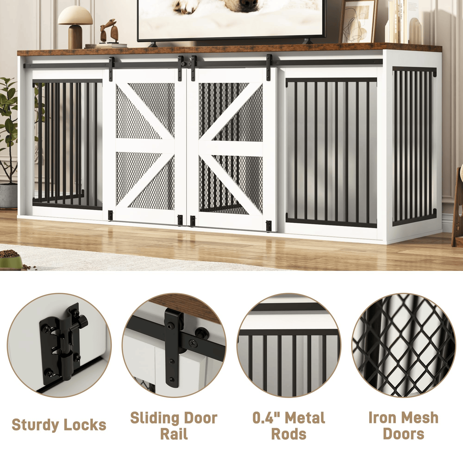 87" Dog Crate TV Stand Dog Kennel Furniture