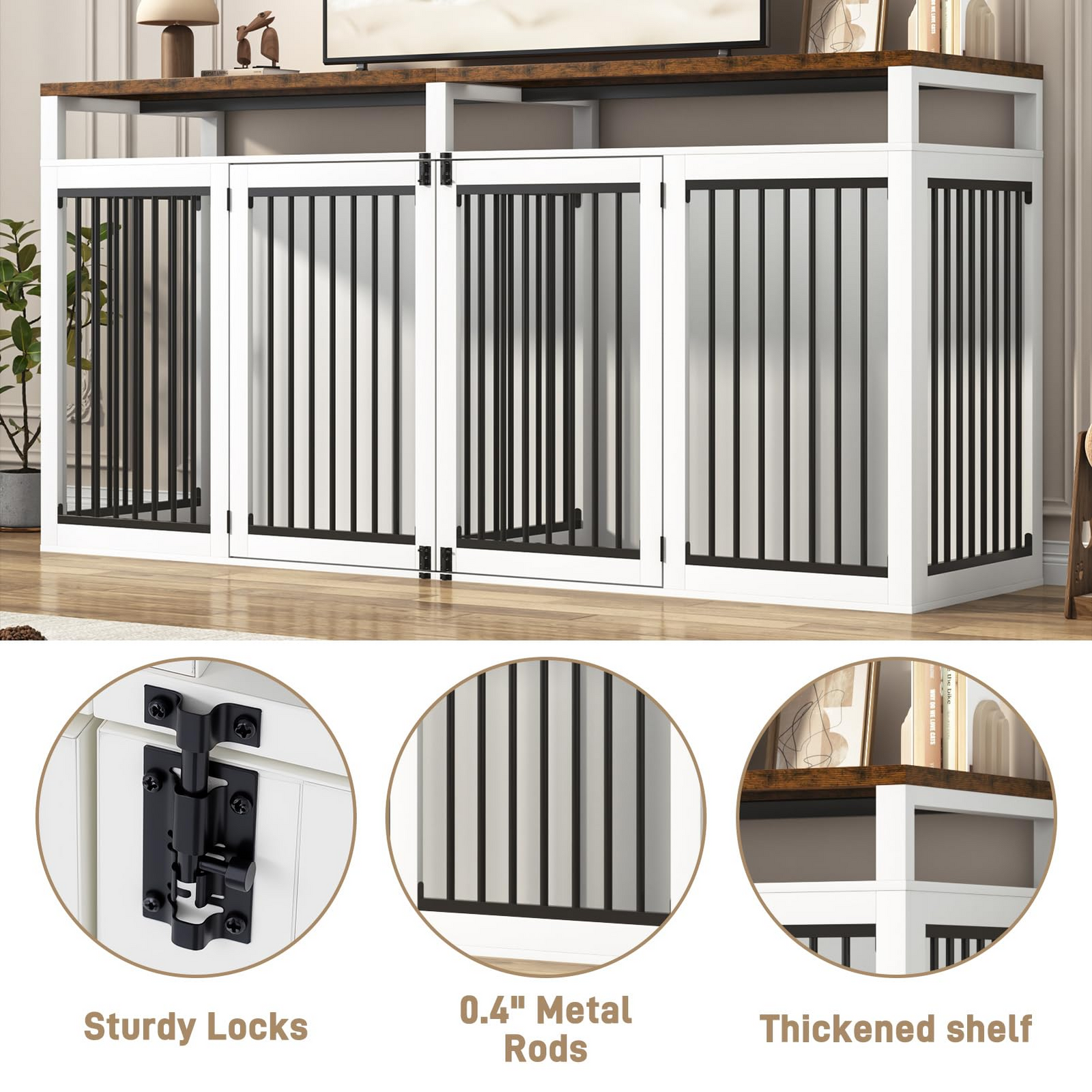 87" Dog Crate TV Stand Dog Kennel Furniture