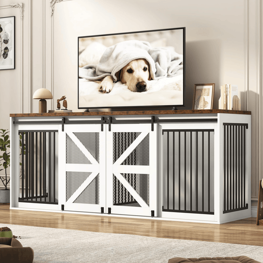 87" Dog Crate TV Stand Dog Kennel Furniture