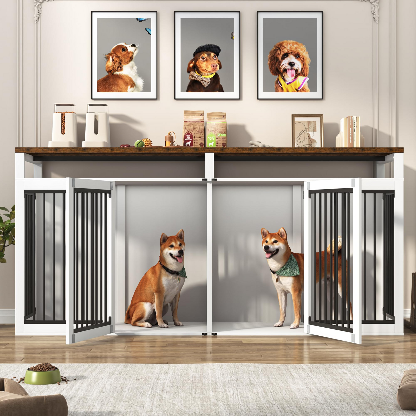 87" Dog Crate TV Stand Dog Kennel Furniture