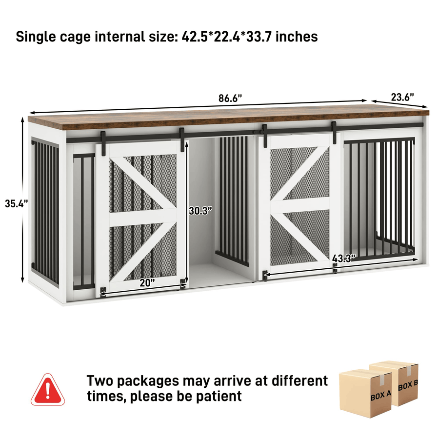 87" Dog Crate TV Stand Dog Kennel Furniture