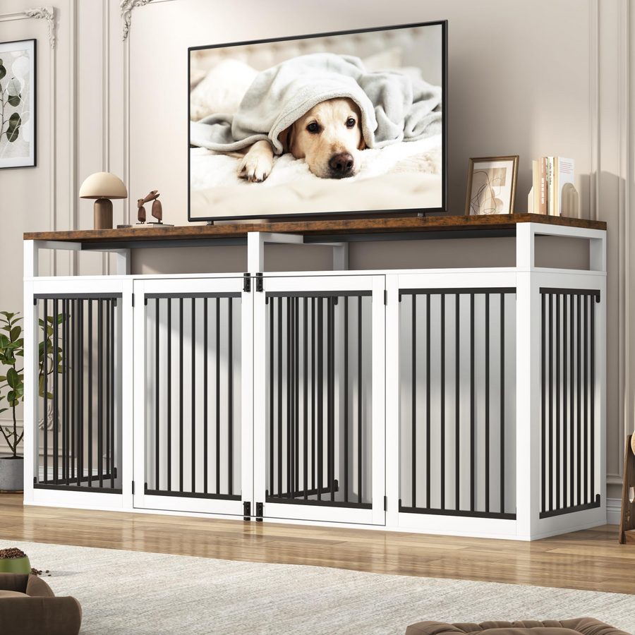 87" Dog Crate TV Stand Dog Kennel Furniture