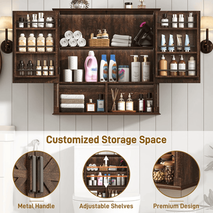 Double Wooden Storage Cabinet Wall Mounted