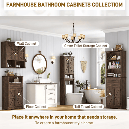 Double Wooden Storage Cabinet Wall Mounted