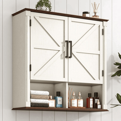 Double Wooden Storage Cabinet Wall Mounted