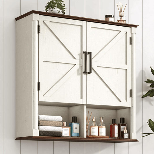 Double Wooden Storage Cabinet Wall Mounted