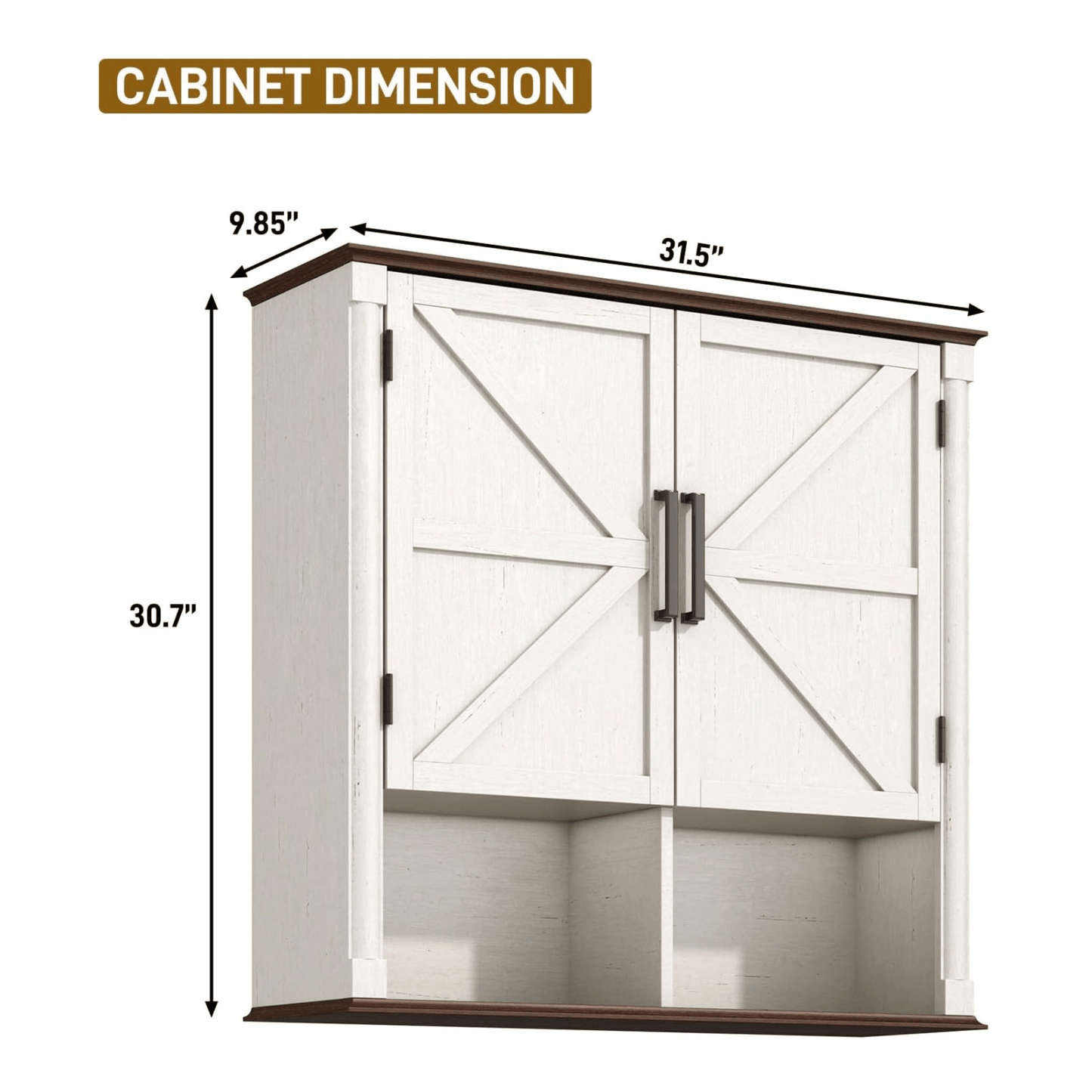 Double Wooden Storage Cabinet Wall Mounted