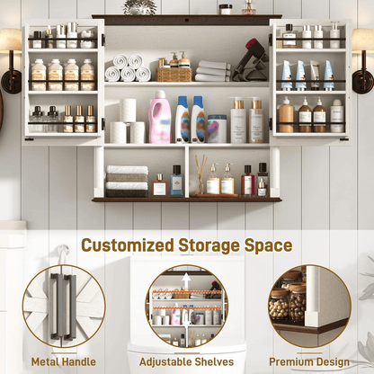 Double Wooden Storage Cabinet Wall Mounted