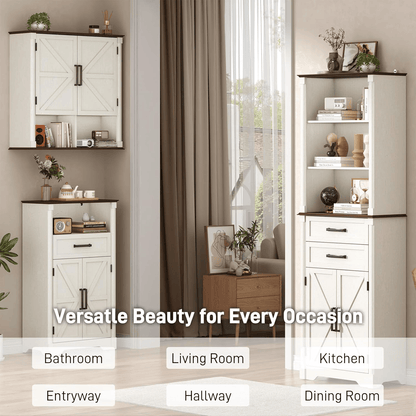 Double Wooden Storage Cabinet Wall Mounted