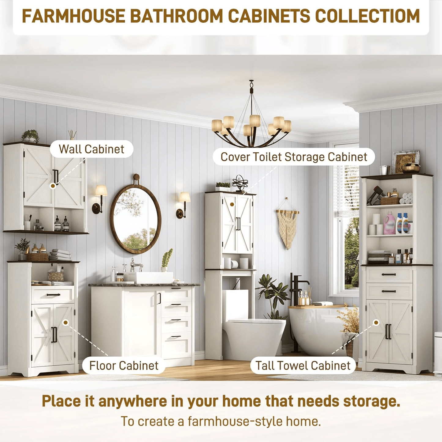 Double Wooden Storage Cabinet Wall Mounted