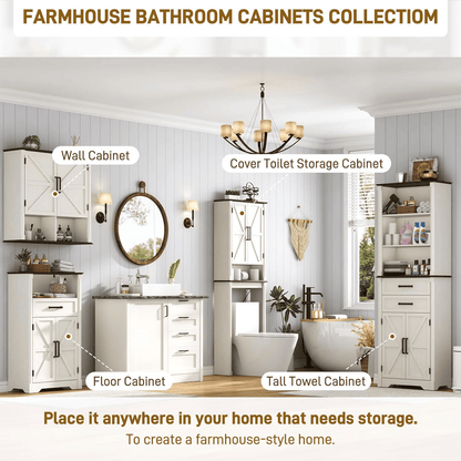 Double Wooden Storage Cabinet Wall Mounted