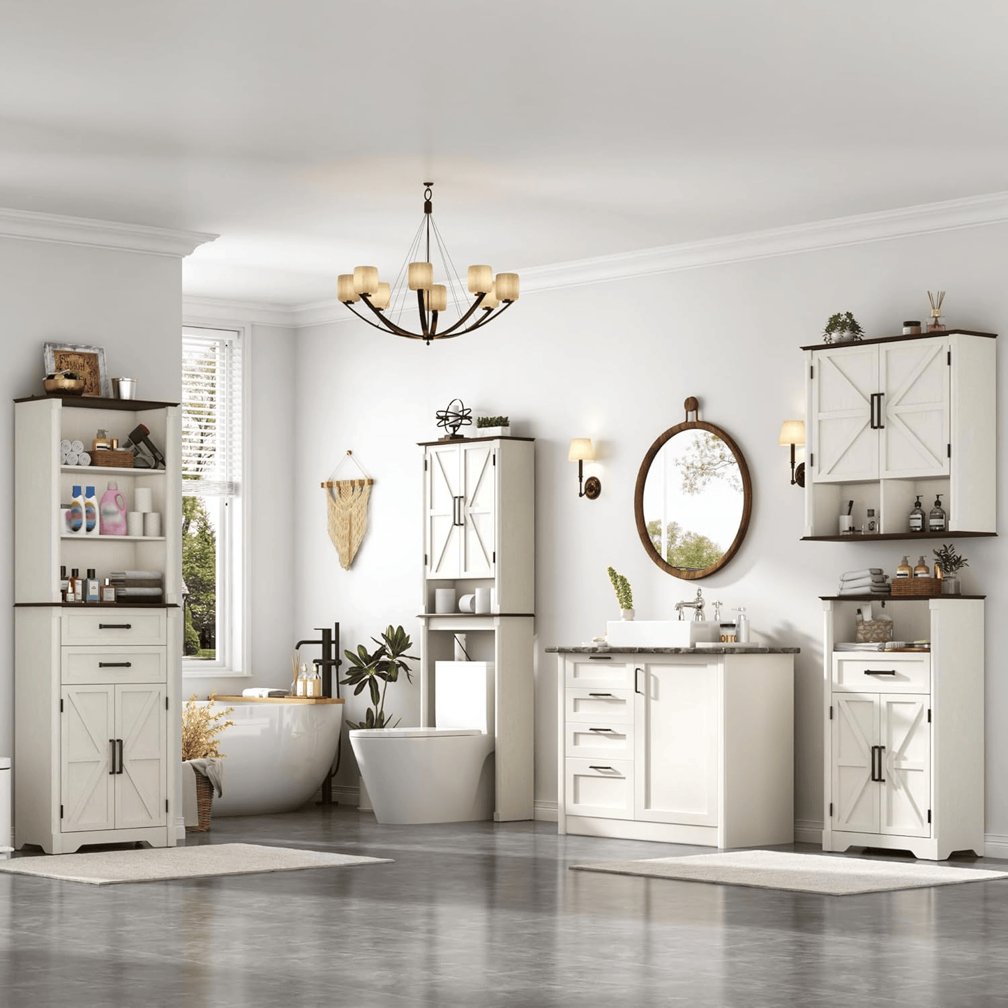 Double Wooden Storage Cabinet Wall Mounted