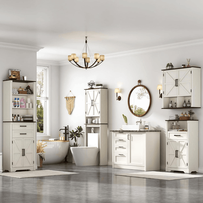 Double Wooden Storage Cabinet Wall Mounted