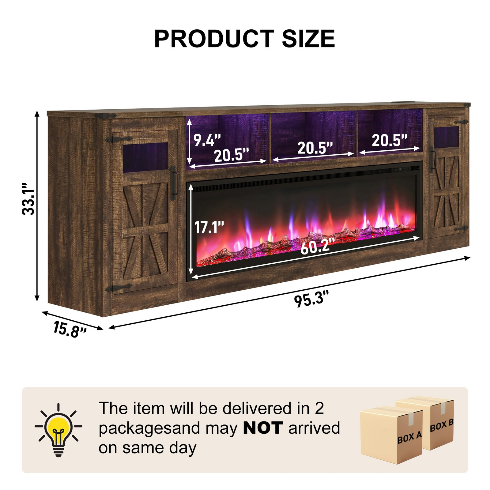 Electric Fireplace TV Stand for 100 Inch TV