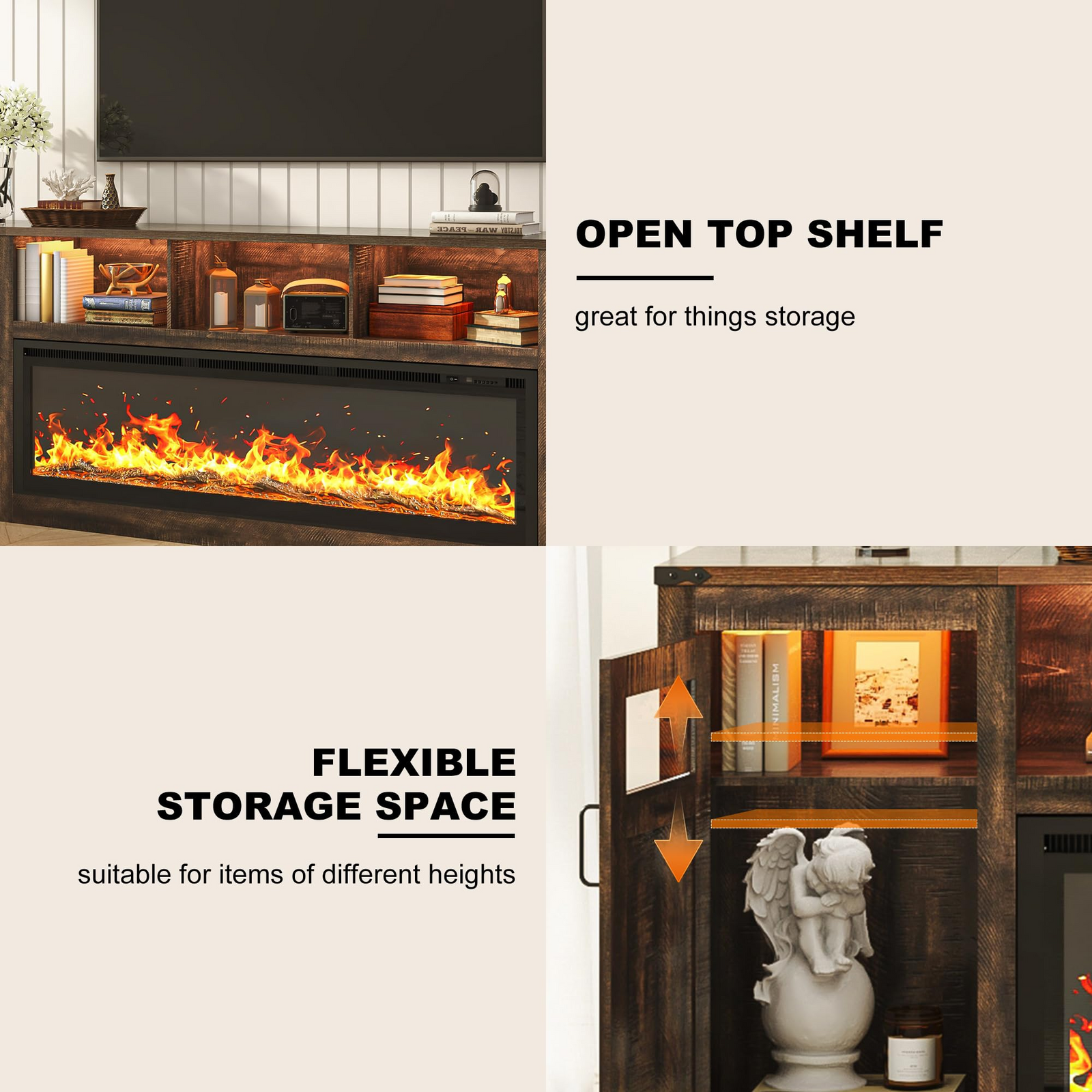 Electric Fireplace TV Stand for 100 Inch TV