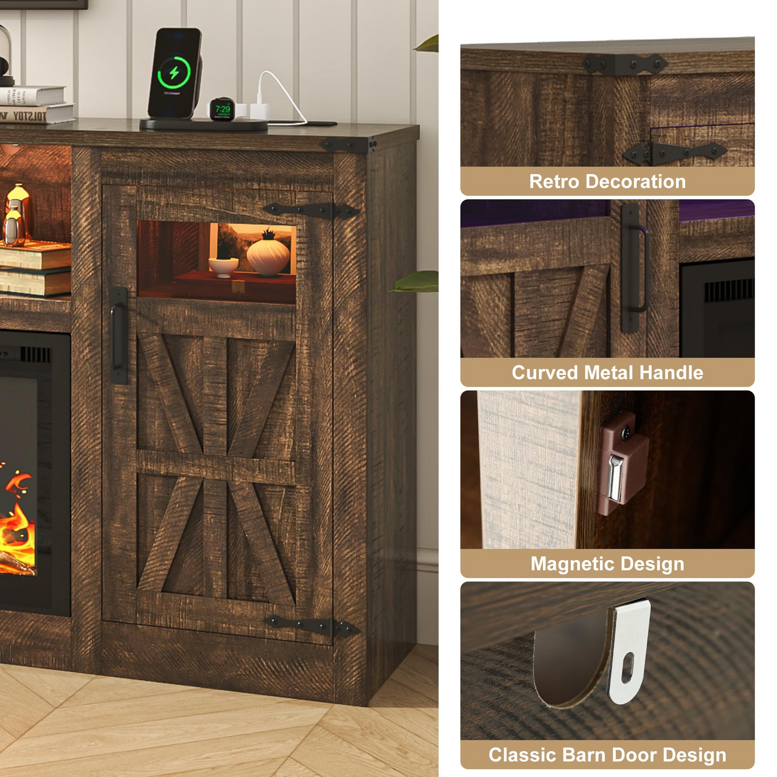 Electric Fireplace TV Stand for 100 Inch TV