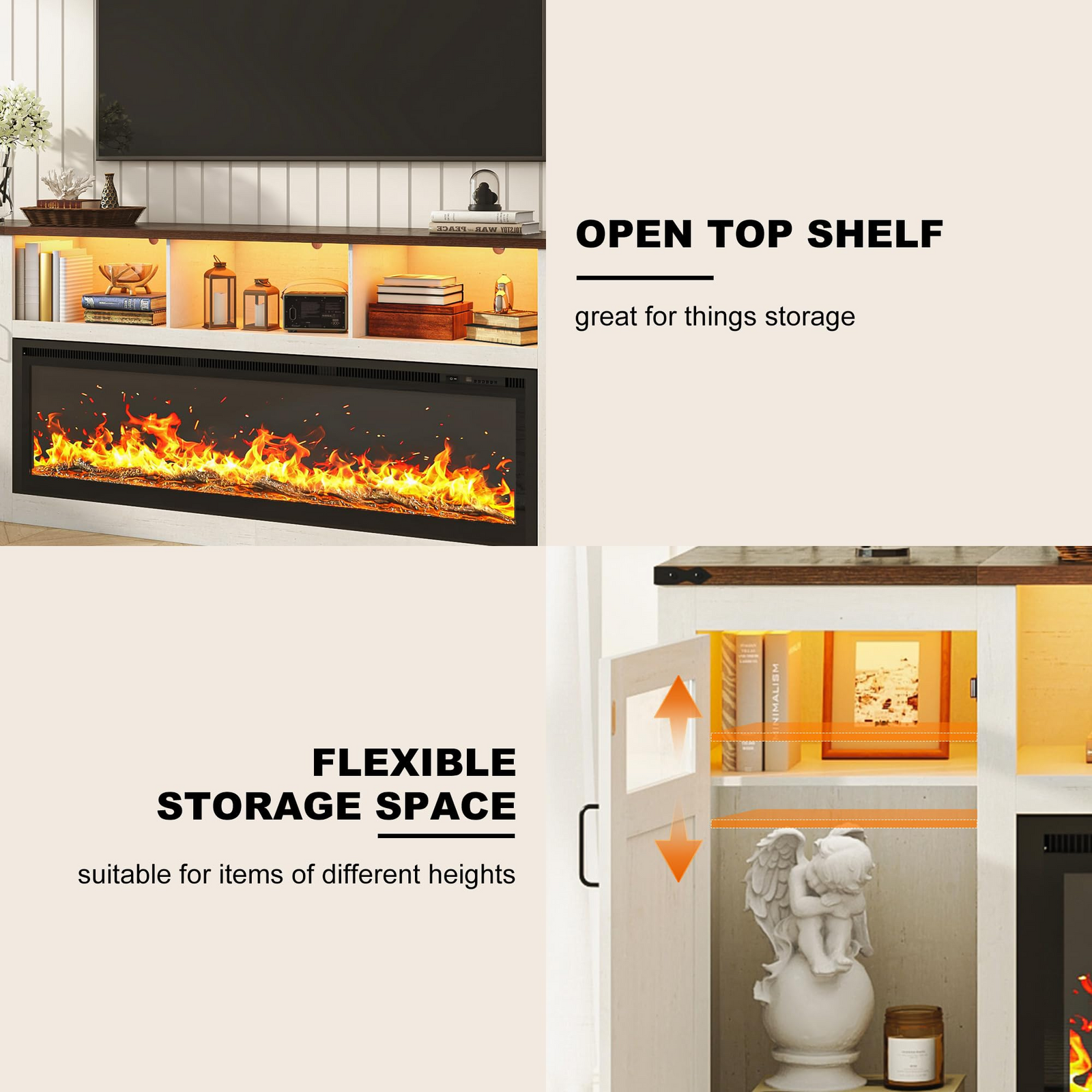 Electric Fireplace TV Stand for 100 Inch TV
