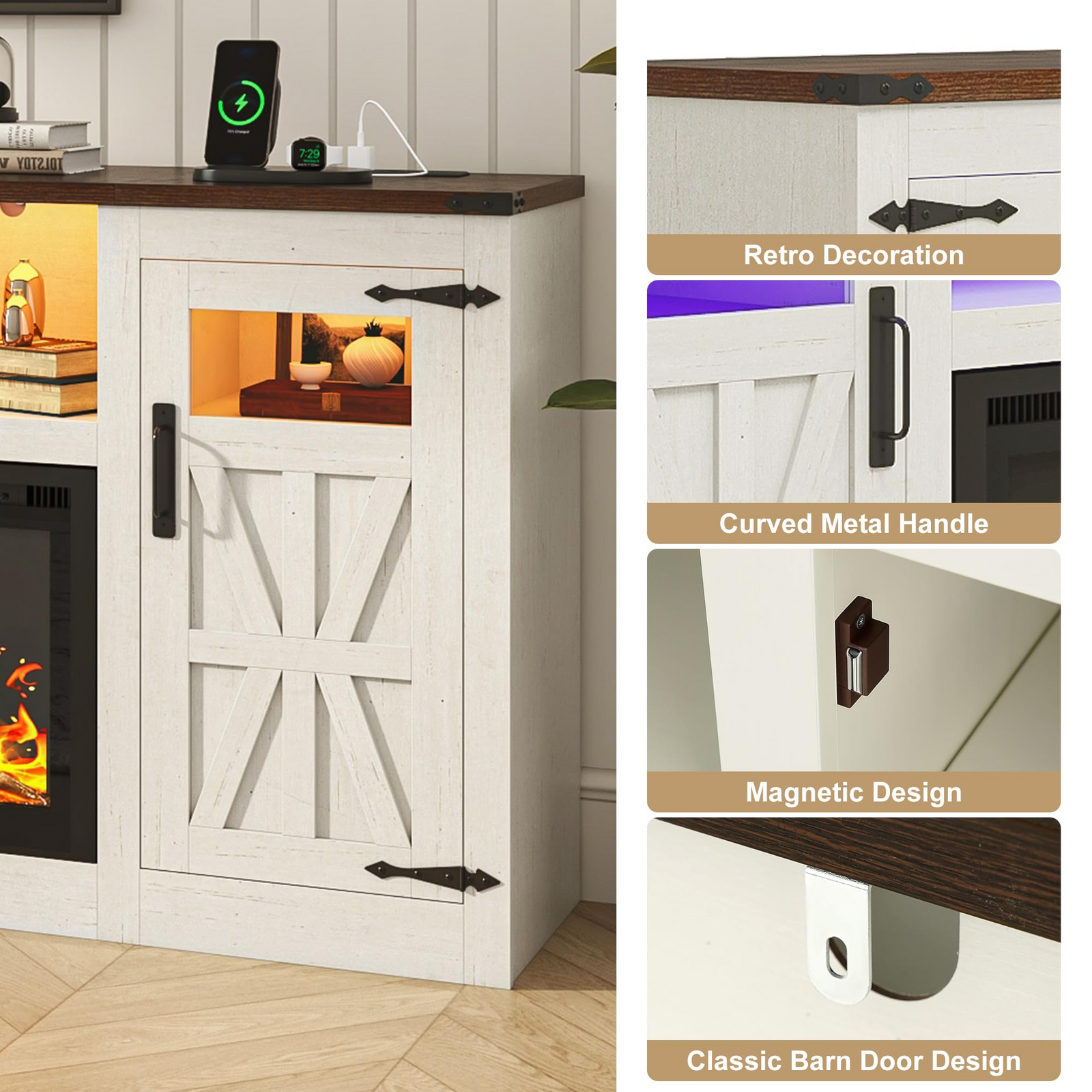 Electric Fireplace TV Stand for 100 Inch TV