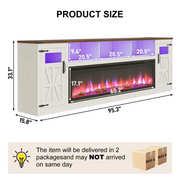 size-Electric fireplace with dimensions labeled on a white background