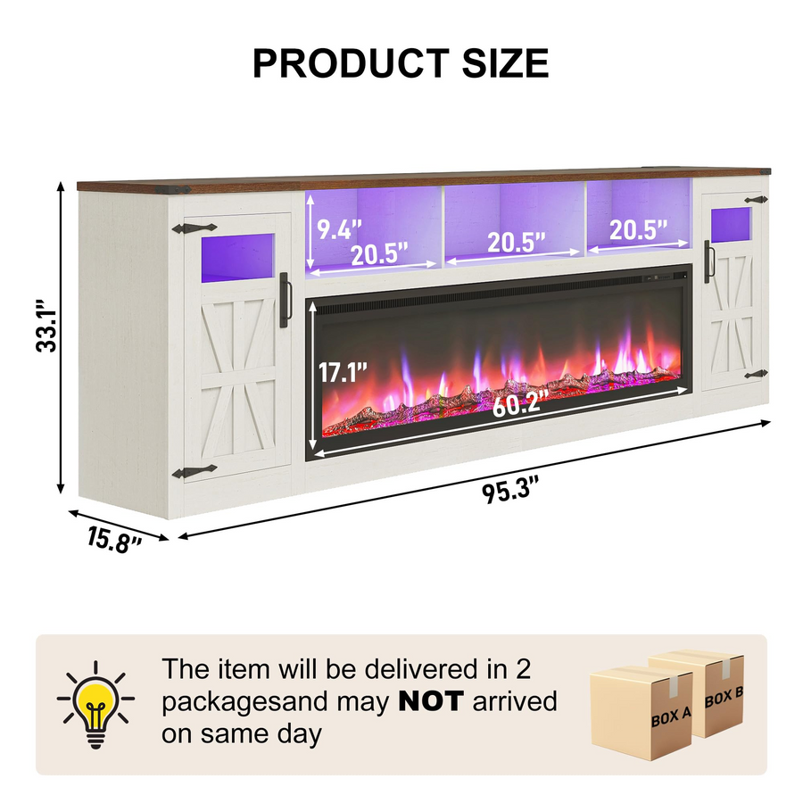 Electric Fireplace TV Stand for 100 Inch TV