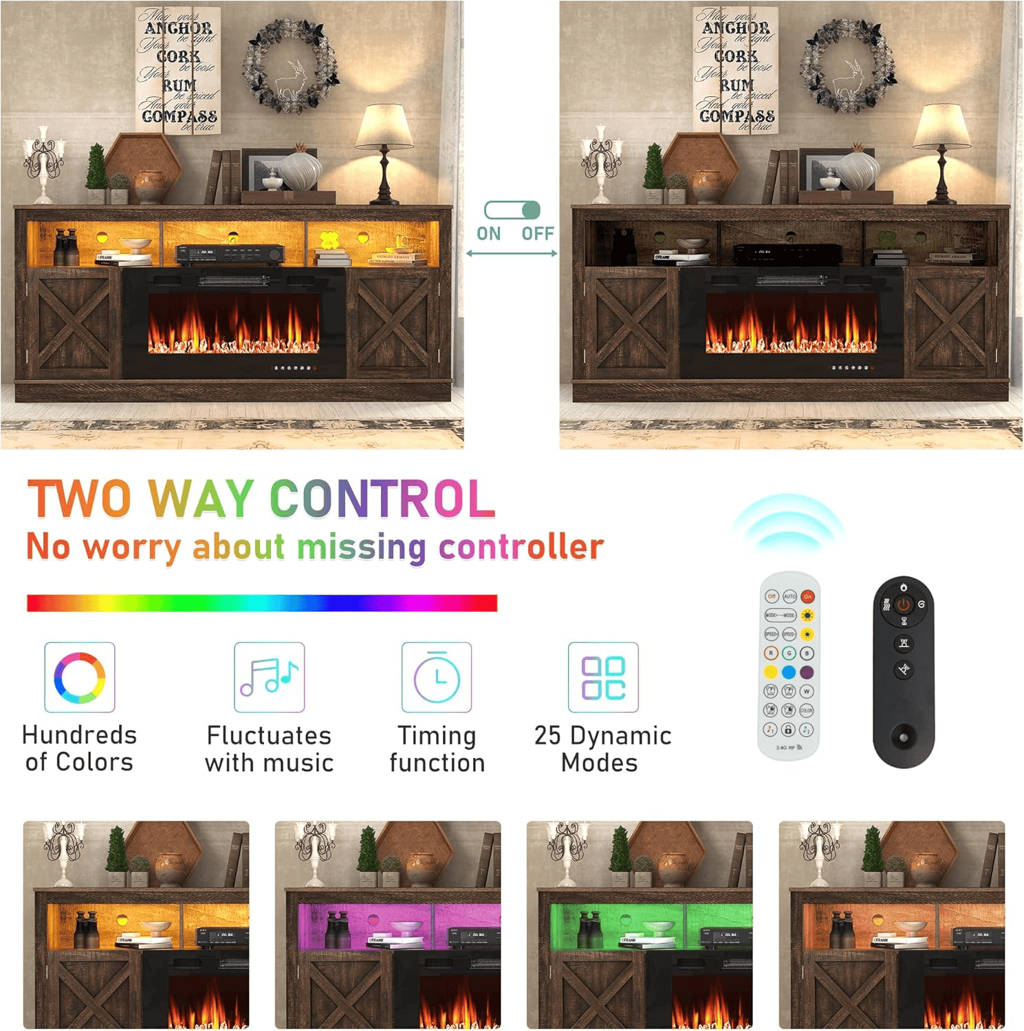 Electric Fireplace TV Stand for 70/75/80 Inch TV