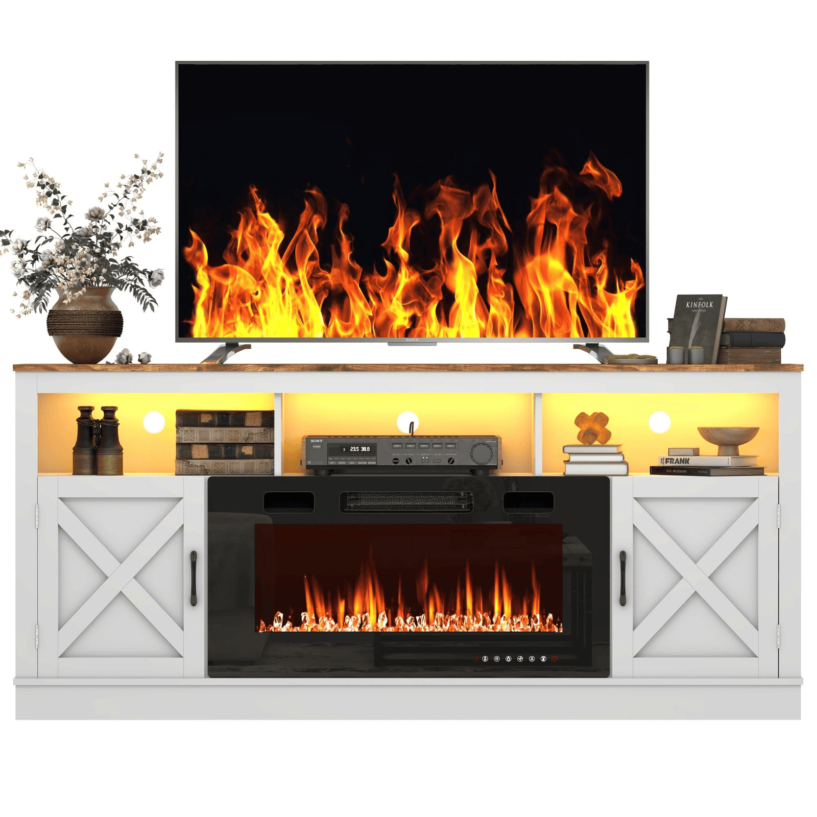 Electric Fireplace TV Stand for 70/75/80 Inch TV