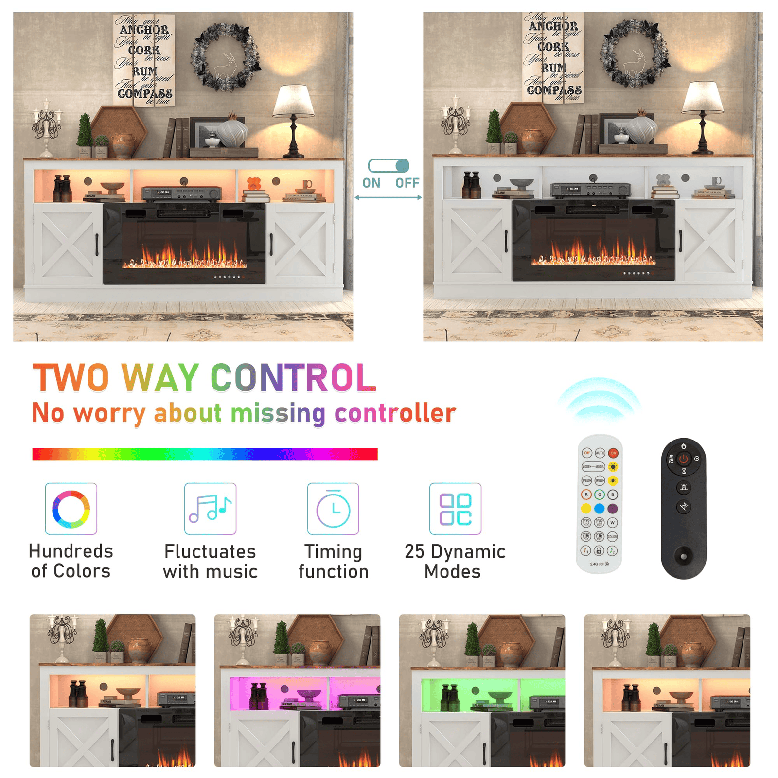 Electric Fireplace TV Stand for 70/75/80 Inch TV