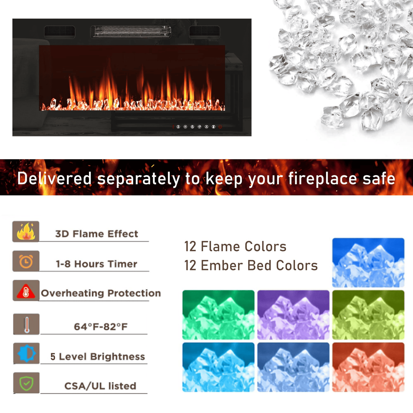 Electric Fireplace TV Stand for 70/75/80 Inch TV