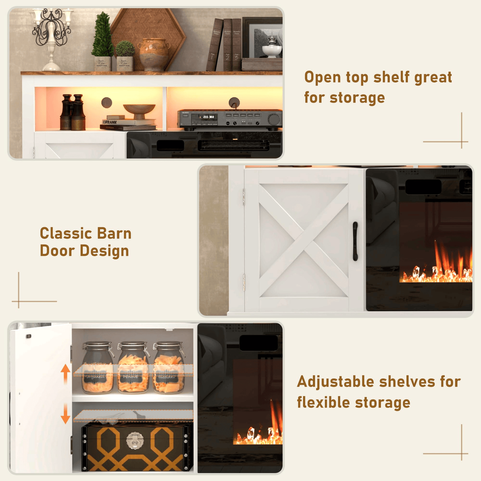 Electric Fireplace TV Stand for 70/75/80 Inch TV