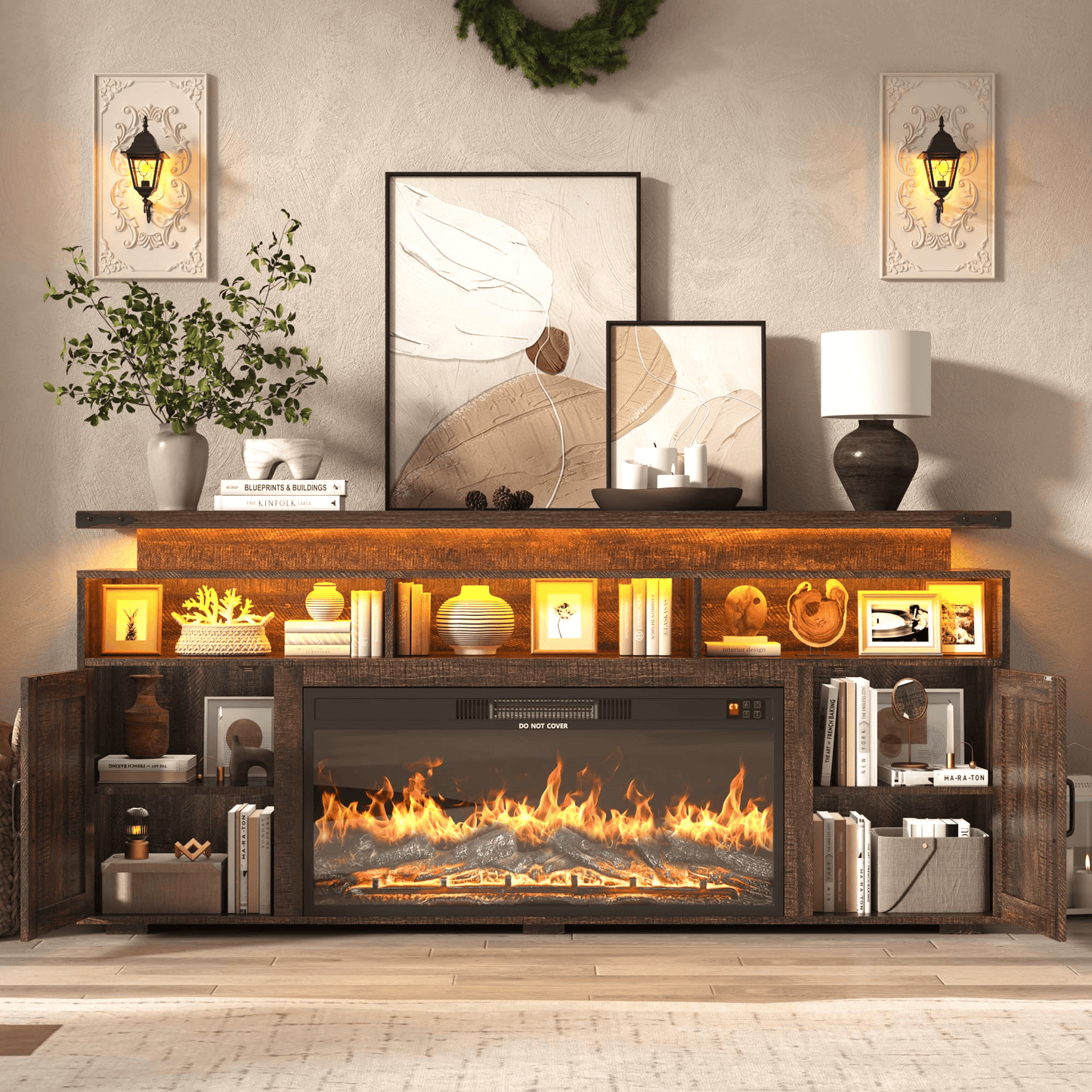 Electric Fireplace TV Stand for 75/80 Inch TV