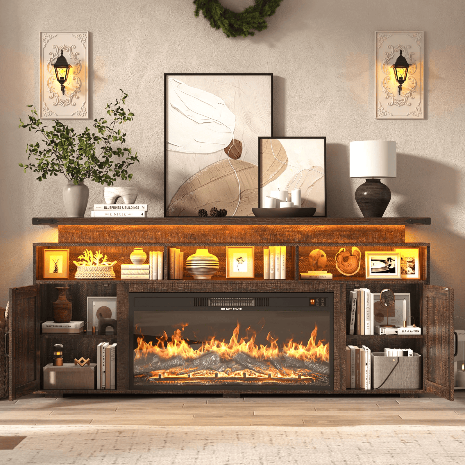 Electric Fireplace TV Stand for 75/80 Inch TV