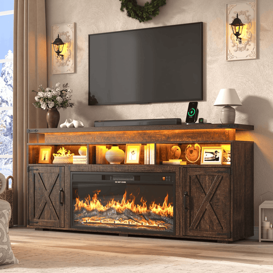 Electric Fireplace TV Stand for 75/80 Inch TV