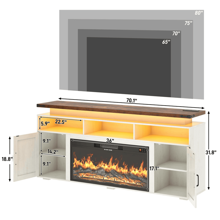 Electric Fireplace TV Stand for 75/80 Inch TV