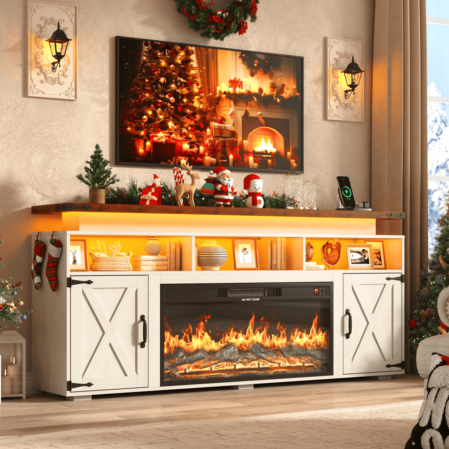 Electric Fireplace TV Stand for 75/80 Inch TV