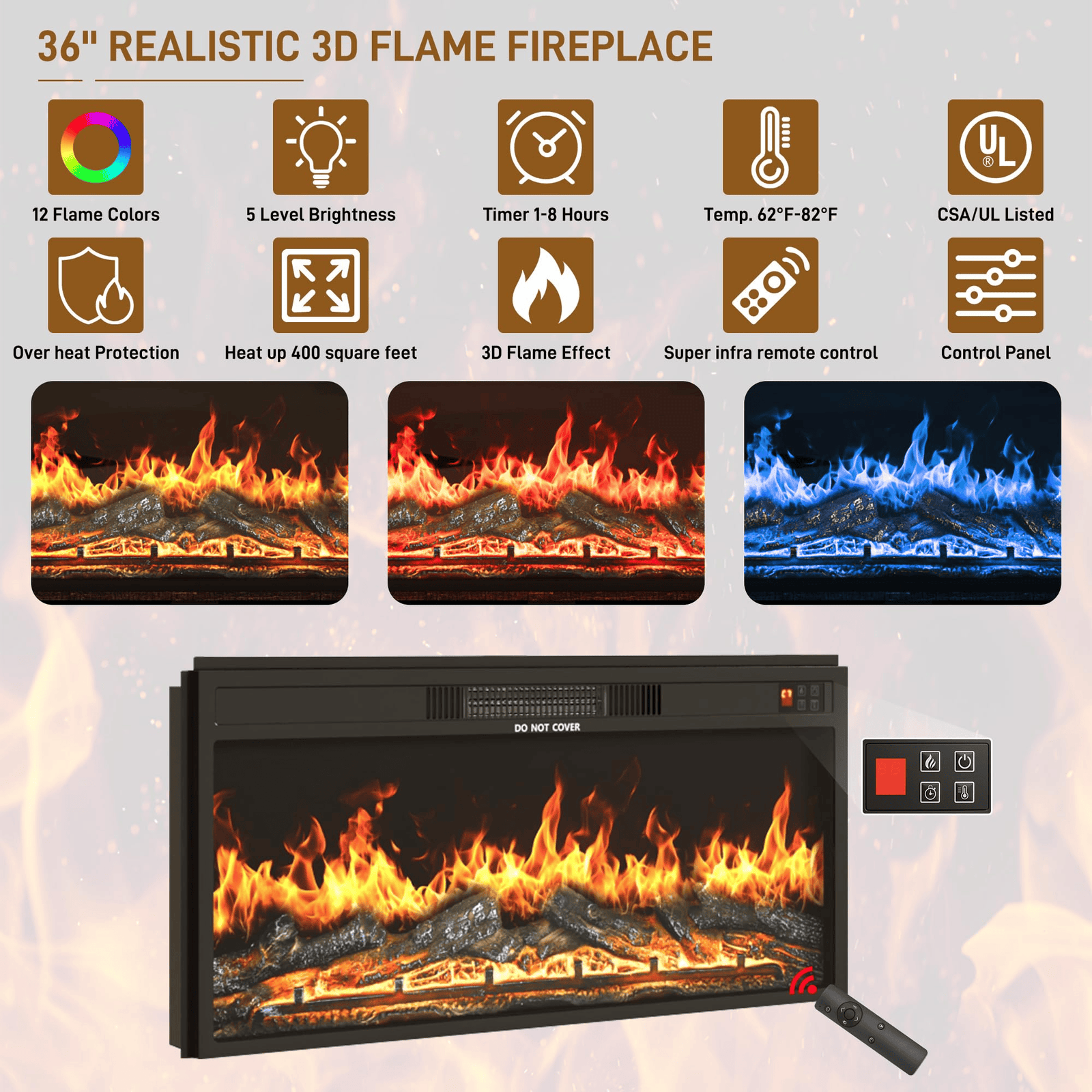 Electric Fireplace TV Stand for 75/80 Inch TV