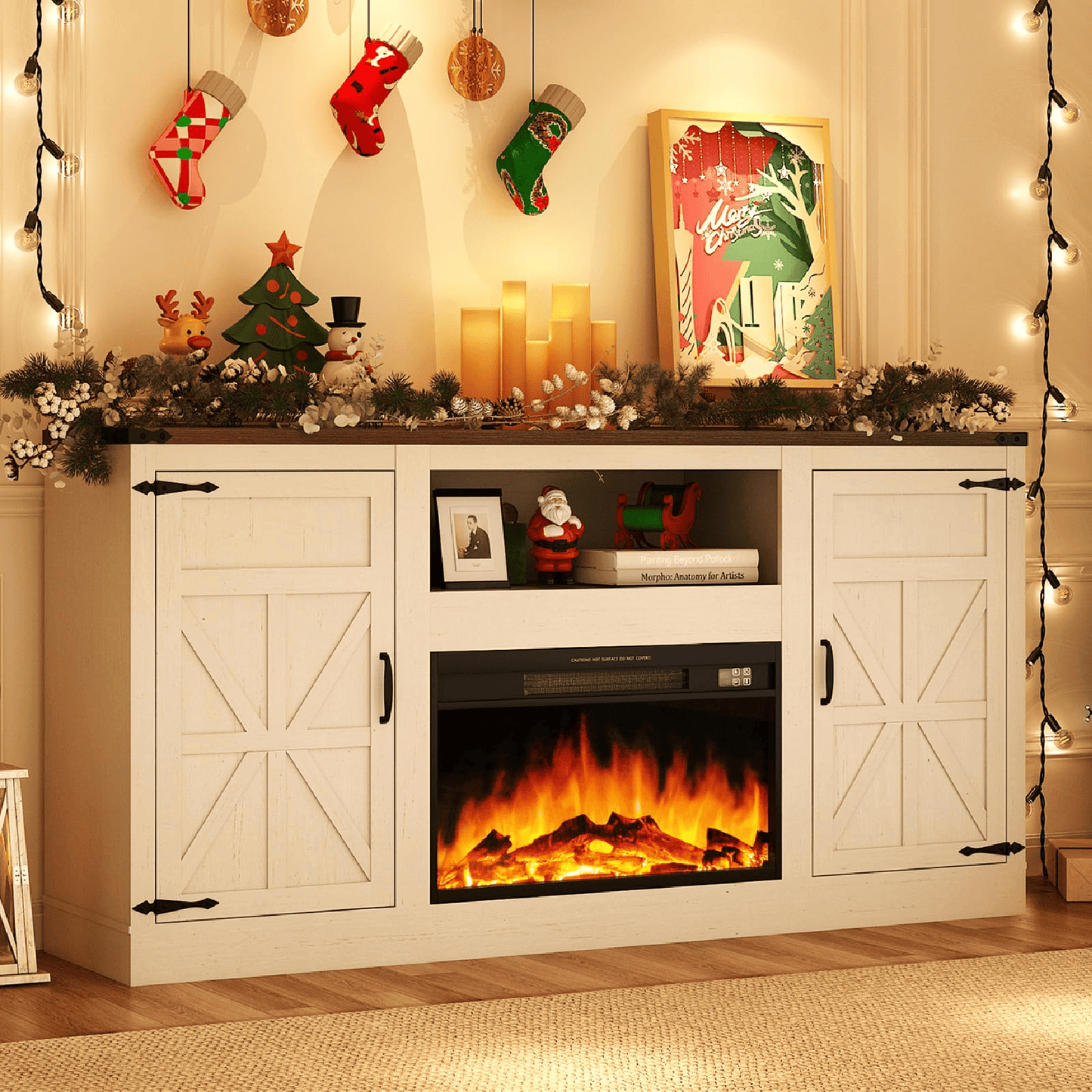 Electric Fireplace TV Stand for 75 Inch TV