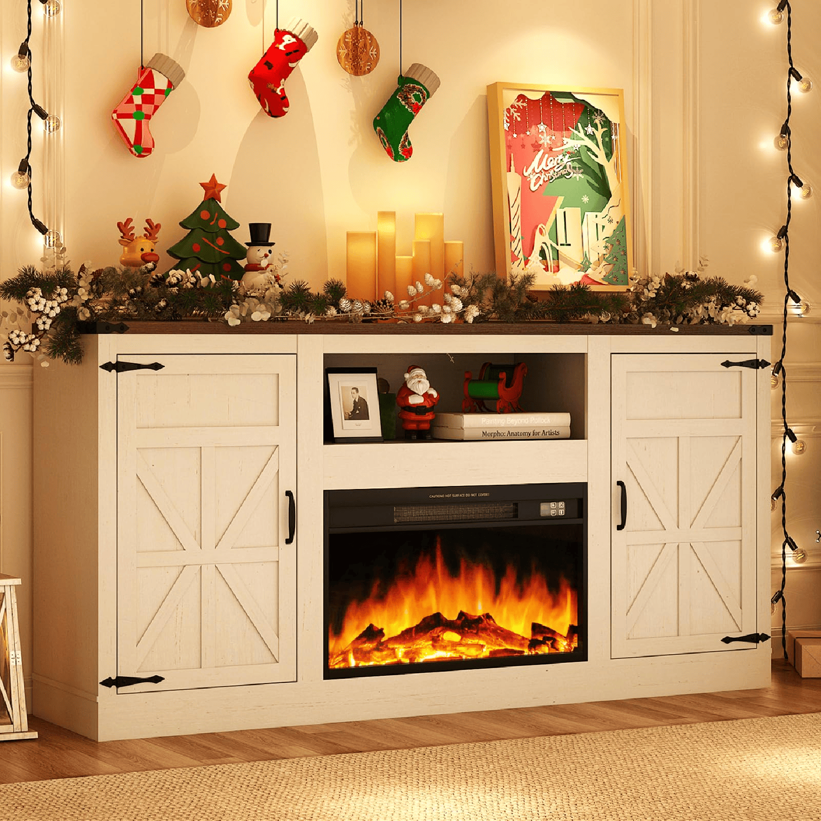 Electric Fireplace TV Stand for 75 Inch TV