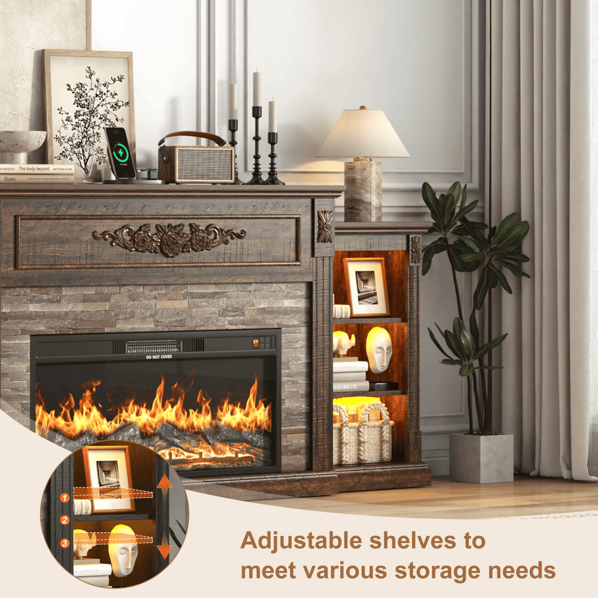 Electric Fireplace TV Stand for 95 Inch TV