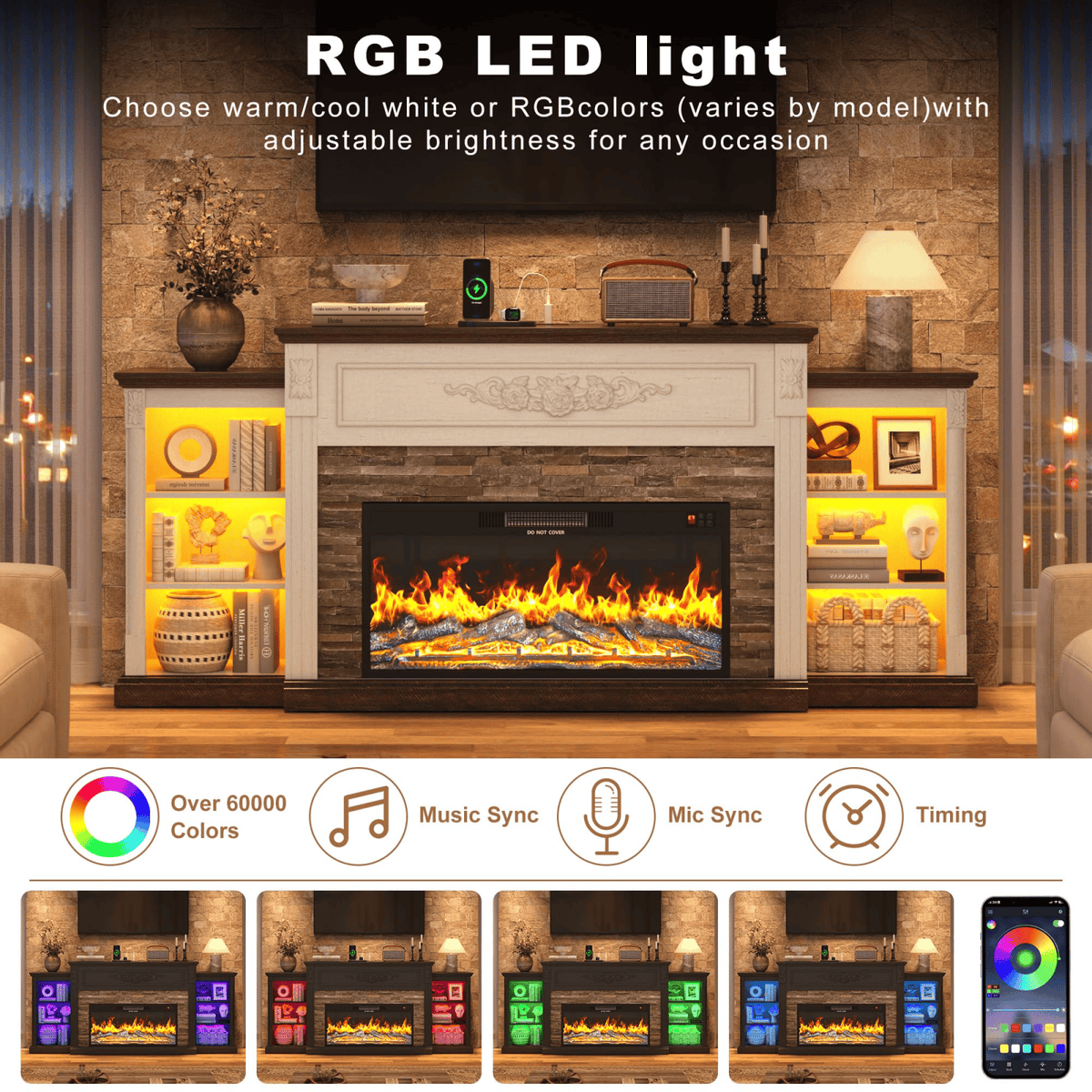 Electric Fireplace TV Stand for 95 Inch TV