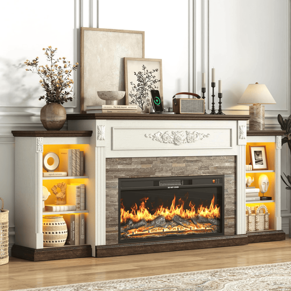 Electric Fireplace TV Stand for 95 Inch TV