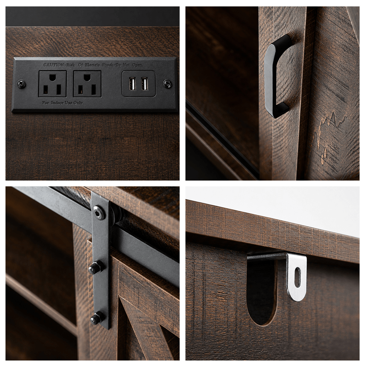 Farmhouse Coffee Bar Cabine / TV Stand with Power Outlet