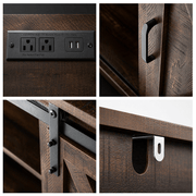 Farmhouse Coffee Bar Cabine / TV Stand with Power Outlet