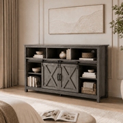 Farmhouse Coffee Bar Cabine / TV Stand with Power Outlet