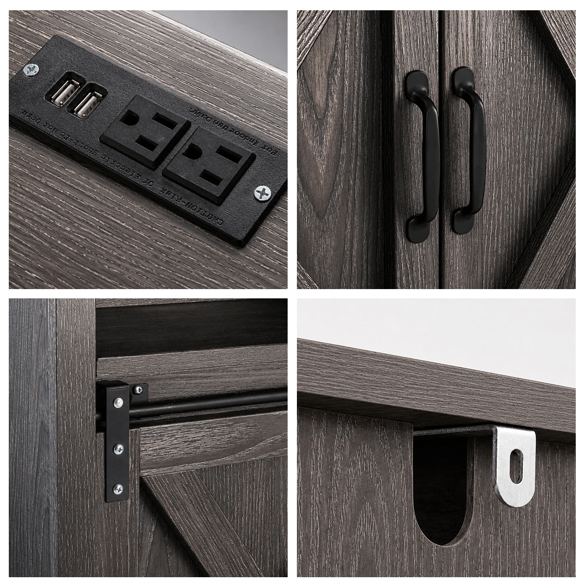 Farmhouse Coffee Bar Cabine / TV Stand with Power Outlet